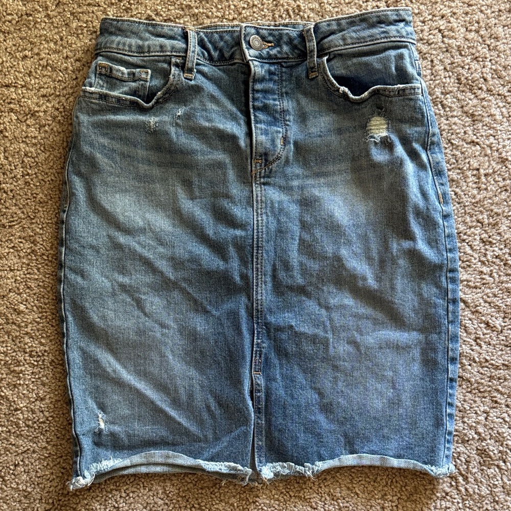 Old Navy Distressed Blue Denim Pencil Skirt